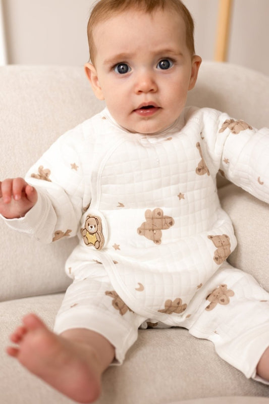 The Happy Bear Boucle Wrap Baby Grow Romper – product image 2 of 3