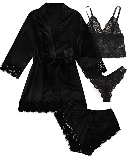 European And American Ladies Pajamas Four-piece Set – product image 2