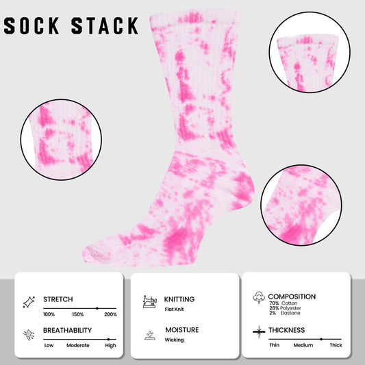 Sock Stack Sport Socks 5 Pack Tie Dye Cotton Durable Blend Unisex Casual Everyday Wear – product image 2 of 6