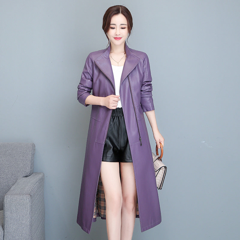 Women's Mid-length Slim-fit Over-the-knee Sheepskin Trench Coat – product image 5