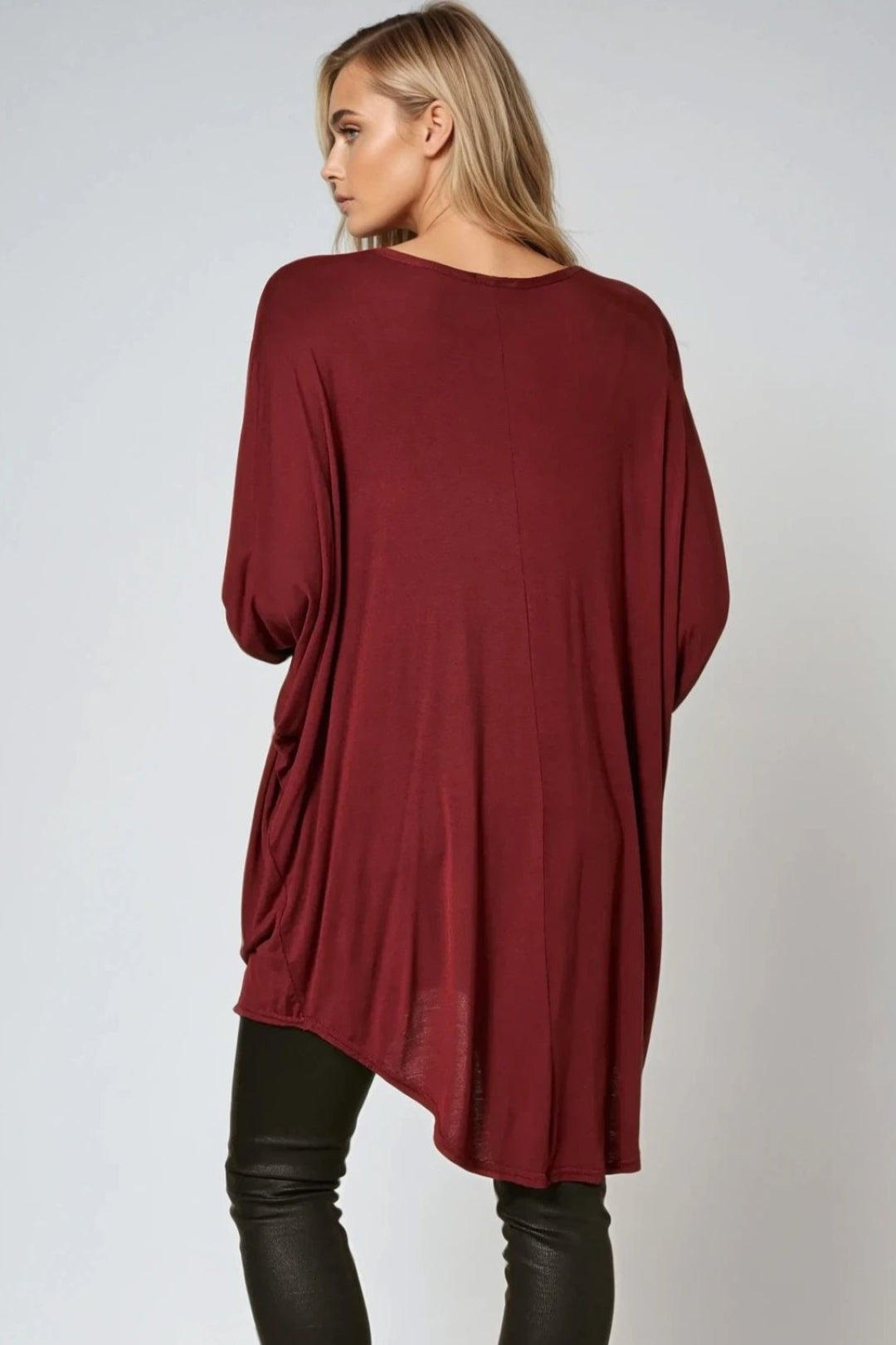 Wine Oversized Batwing High Low Top – product image 3 of 3