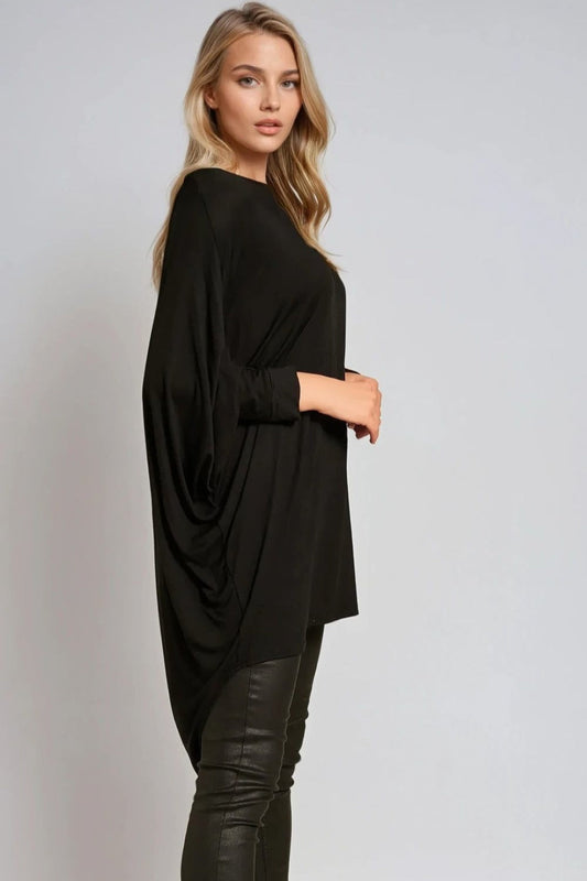 Black Oversized Batwing High Low Top – product image 2 of 3