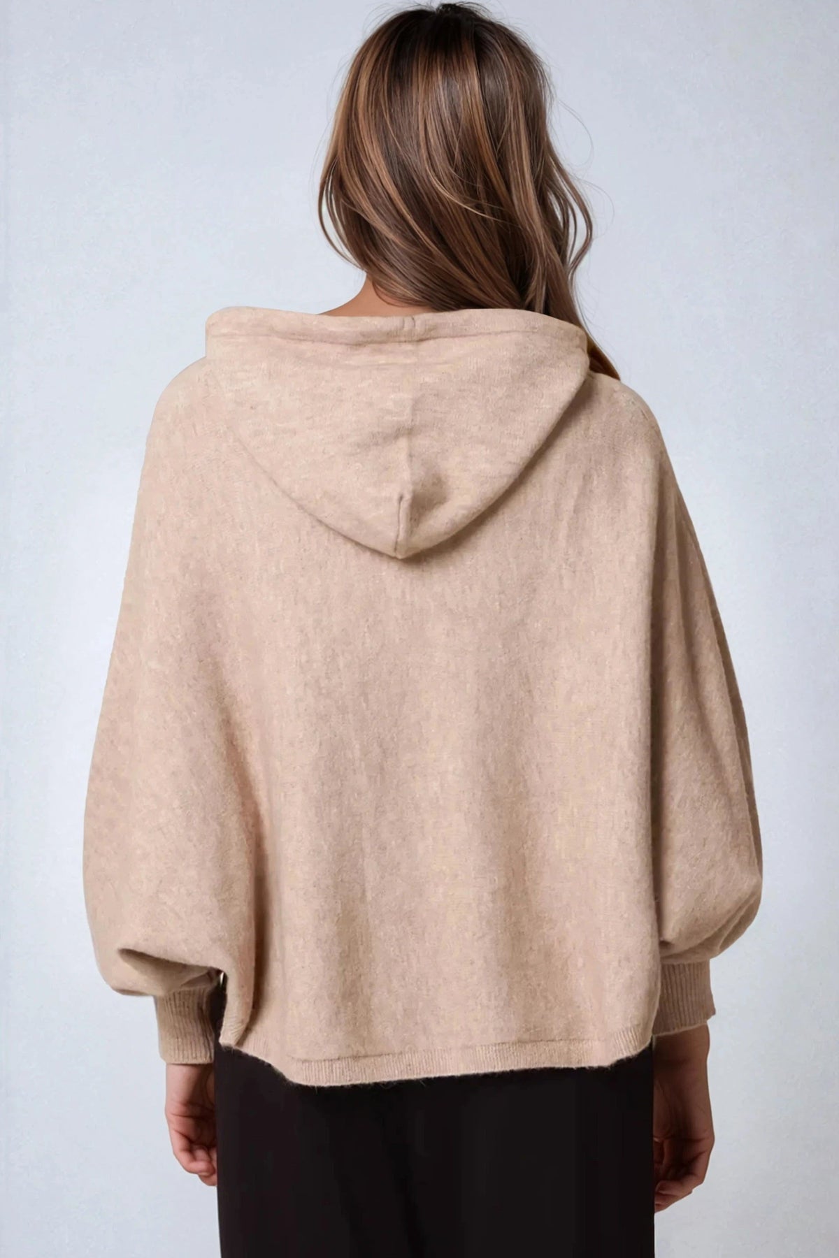 Mocha Boxy Knit Hoodie – product image 3 of 3