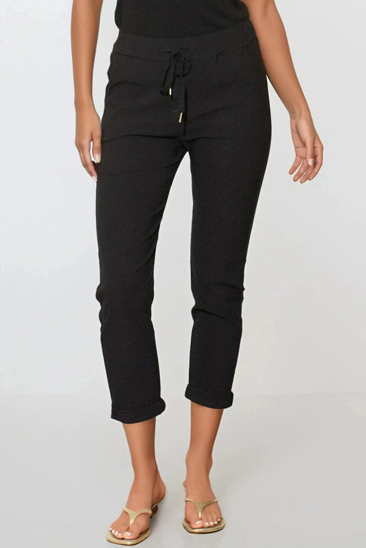 Black Stretch Drawstring Trousers – product image 2