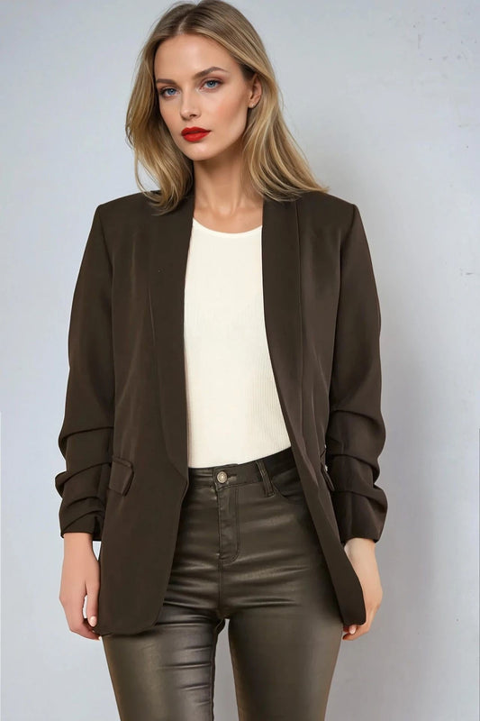 Black Blazer with Ruched Sleeves – product image 2 of 4