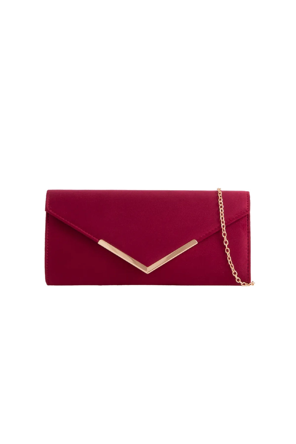 Burgundy Suede Envelope Clutch Bag – product image 1 of 1