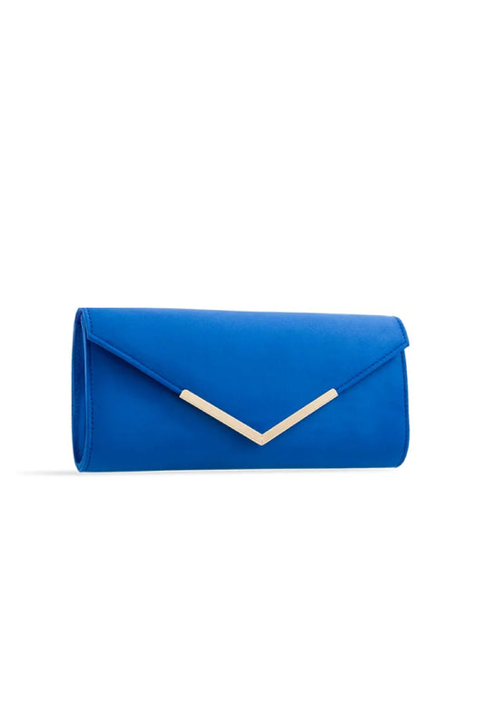 Royal Blue Suede Envelope Clutch Bag – product image 2 of 3
