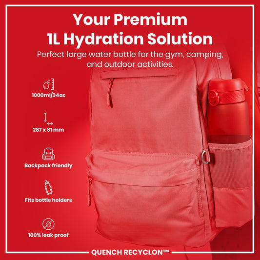 ION8 Recyclon Leak-Proof Bottle – Red (1L) – product image 2