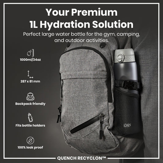 ION8 Recyclon Leak-Proof Bottle – Grey (1L) – product image 2