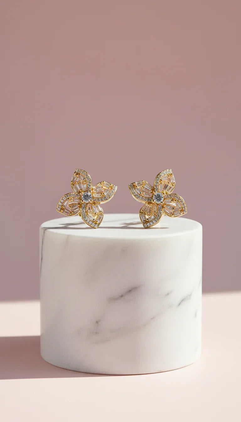 Flower Crystal Stud Earrings – product image 4 of 4
