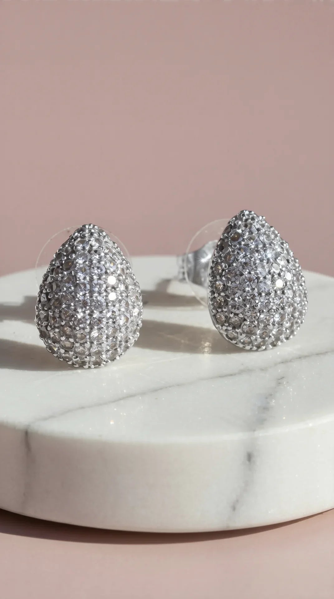 Tear Drop Crystal Pavé Stud Earrings – product image 3 of 3