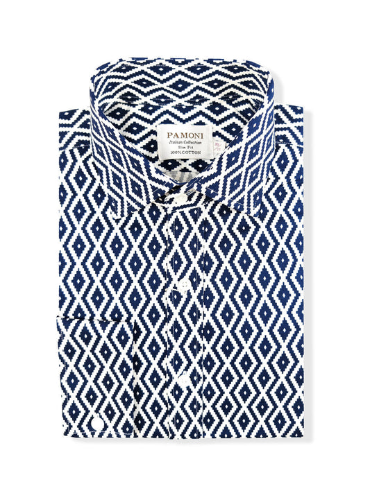 Navy Diamond Chevron Print Shirt – product image 2