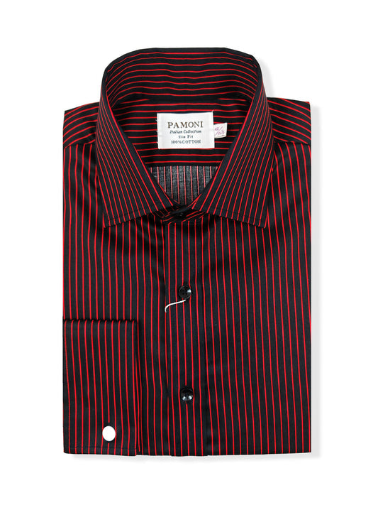 Men's Slim Fit Black & Red Striped Shirt – product image 2