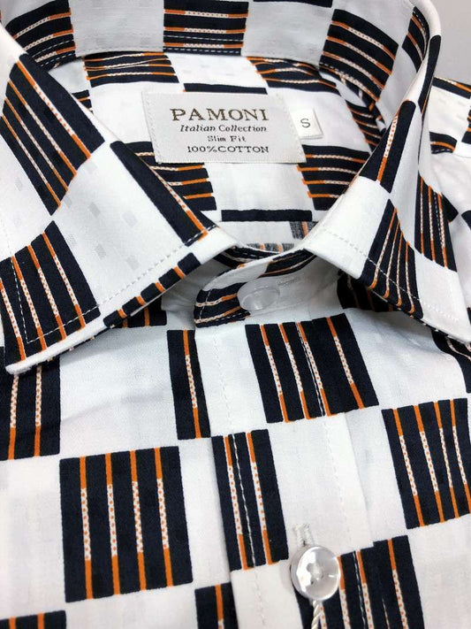White Black/orange Square Slim Fit Shirt – product image 2 of 2