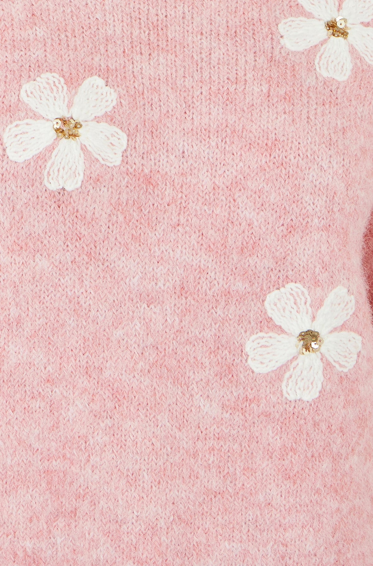 Yumi Pink Relaxed Jumper With Crochet Flowers – product image 6 of 6