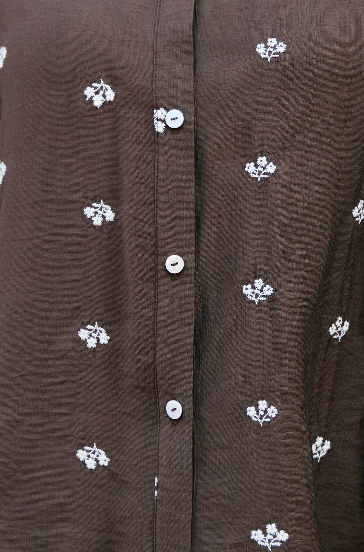 Yumi Brown Viscose Daisy Embroidered Shirt – product image 8