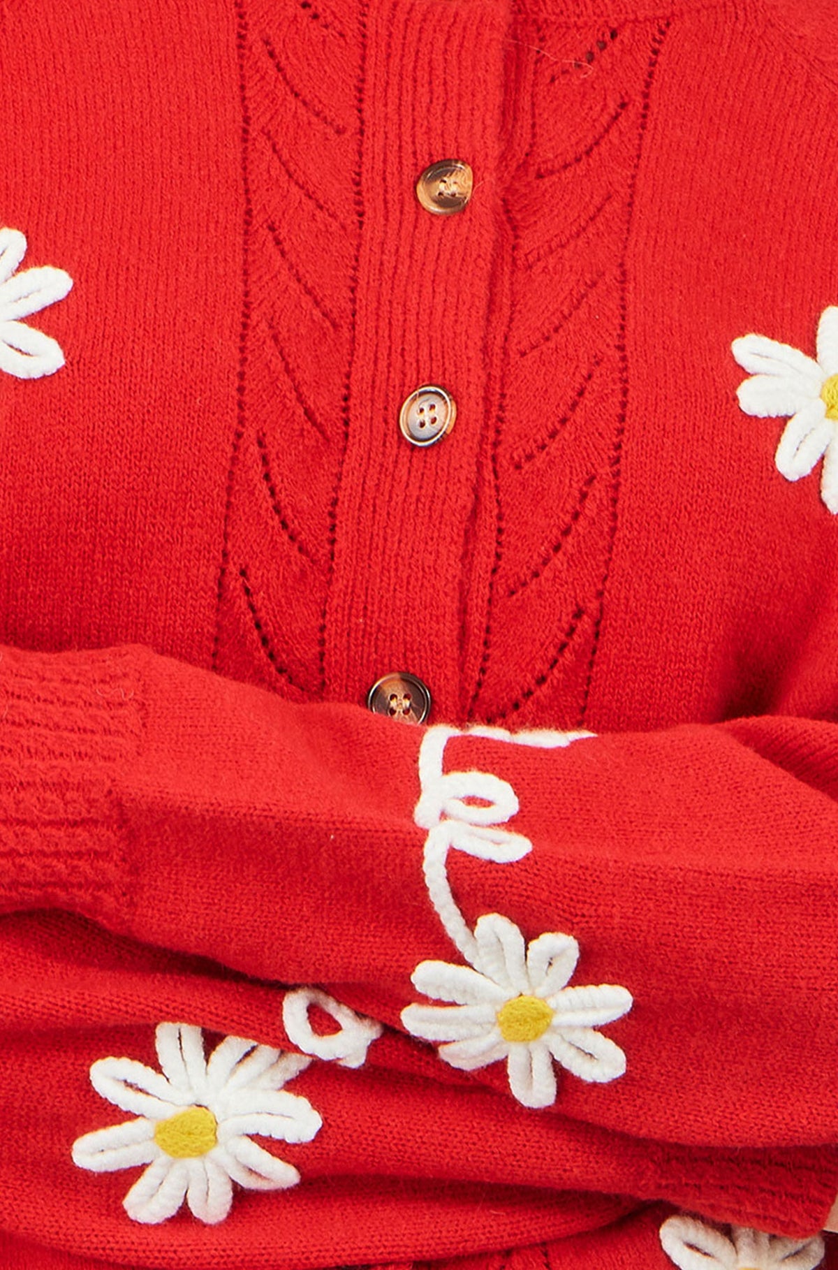 Yumi Red Daisy Stitch Cardigan – product image 6 of 6