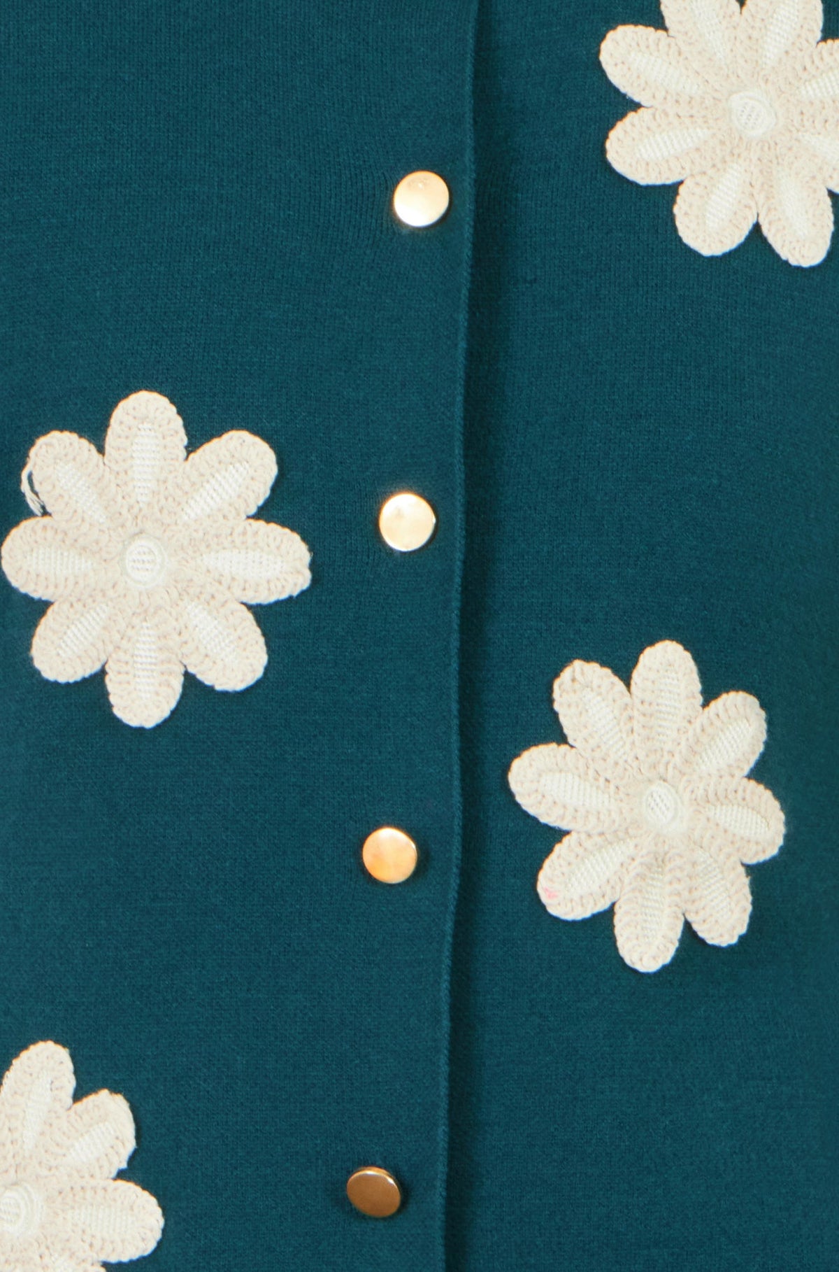 Yumi Teal Flower Applique Knit Waistcoat – product image 5 of 5