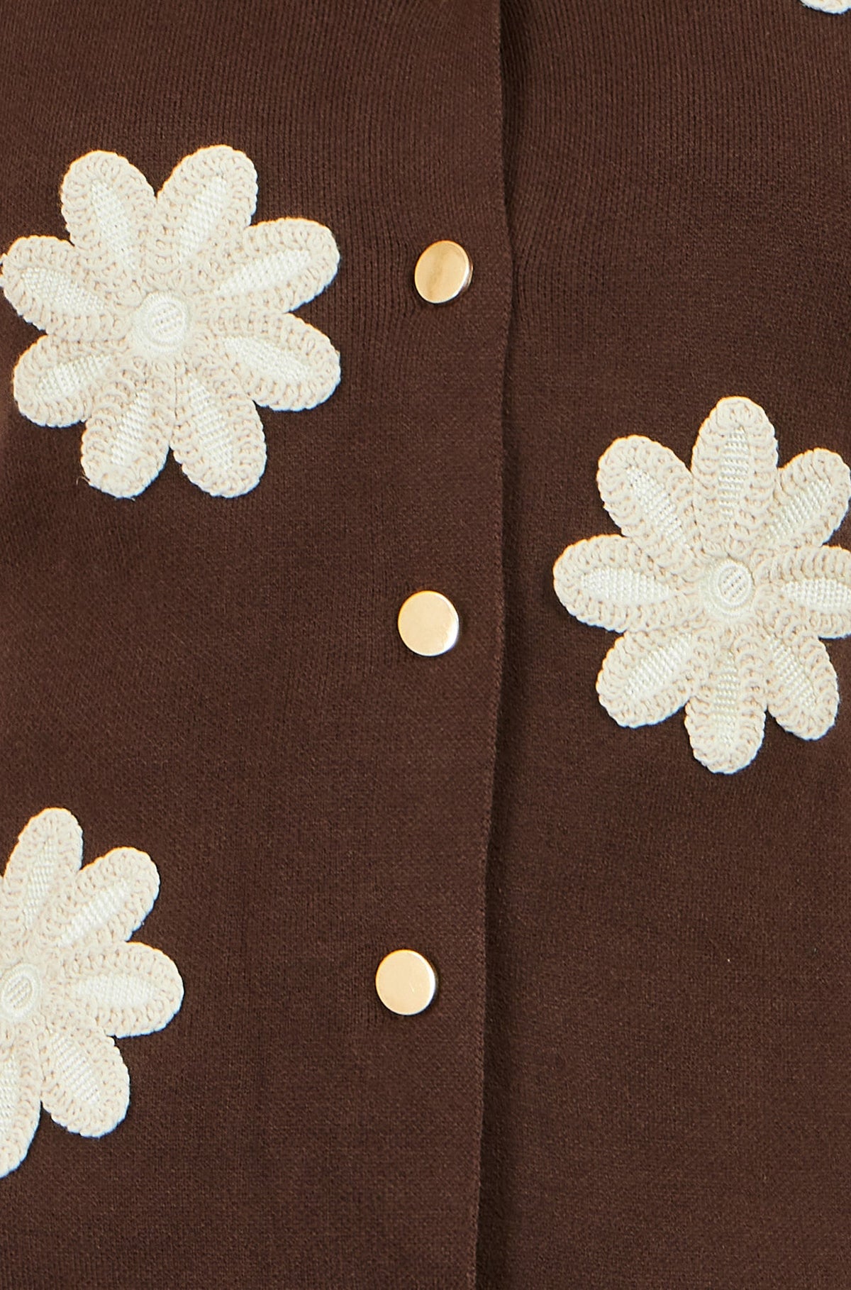Yumi Brown Flower Applique Knit Waistcoat – product image 5 of 5