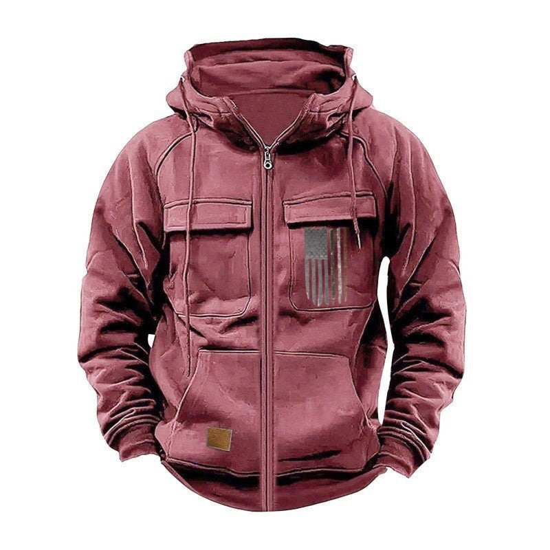 Printed Loose Zip Casual Hooded Sweatshirt – product image 13