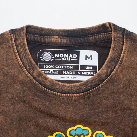 Nomad Sari Stonewashed Cotton T-Shirt - Sun & Zodiac - Brown - Medium – product image 2 of 7