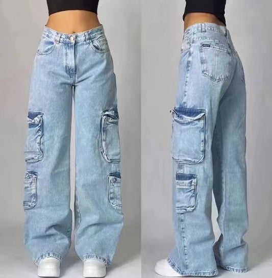 Fashionable American-style Workwear Denim Jeans For Women - product image 2 of 2