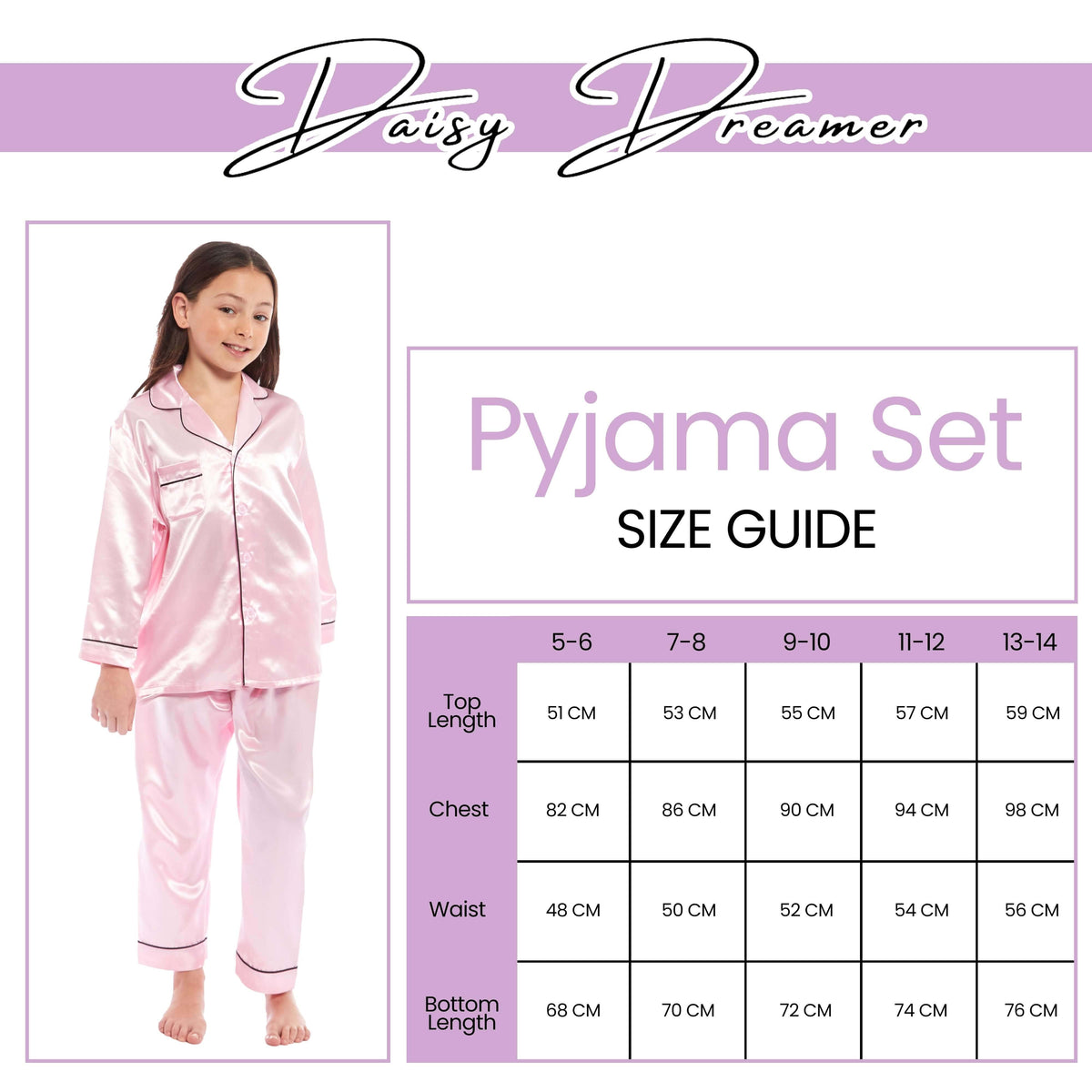 Daisy Dreamer Girls Satin Silk Pyjama Set Long Sleeve Button Down Sleepwear Luxurious – product image 12 of 12