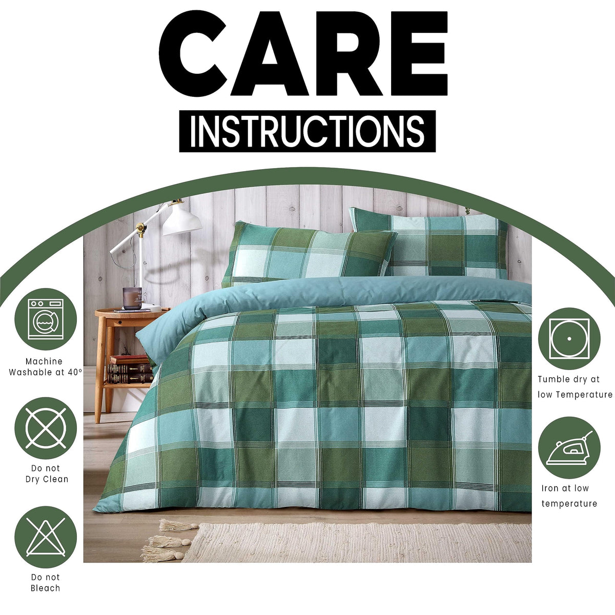 OLIVIA ROCCO Glencoe Check Duvet Cover Set Reversible Polycotton With Pillowcases – product image 7 of 7