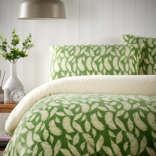 OLIVIA ROCCO Floral Leaves Teddy Duvet Set Reversible Sherpa Fleece Winter Bedding Single – product image 2 of 3