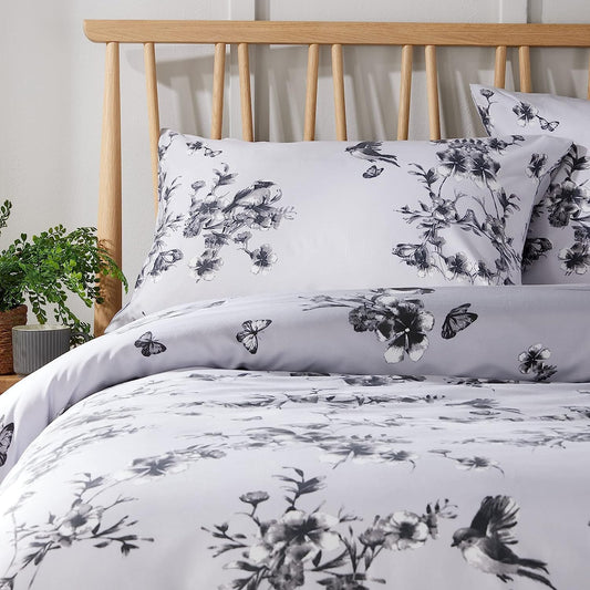 OLIVIA ROCCO Blossom Grey Printed Reversible Quilted Duvet Cover Set Easy Care Hotel-Quality Easy-Care Bedroom – product image 2 of 7