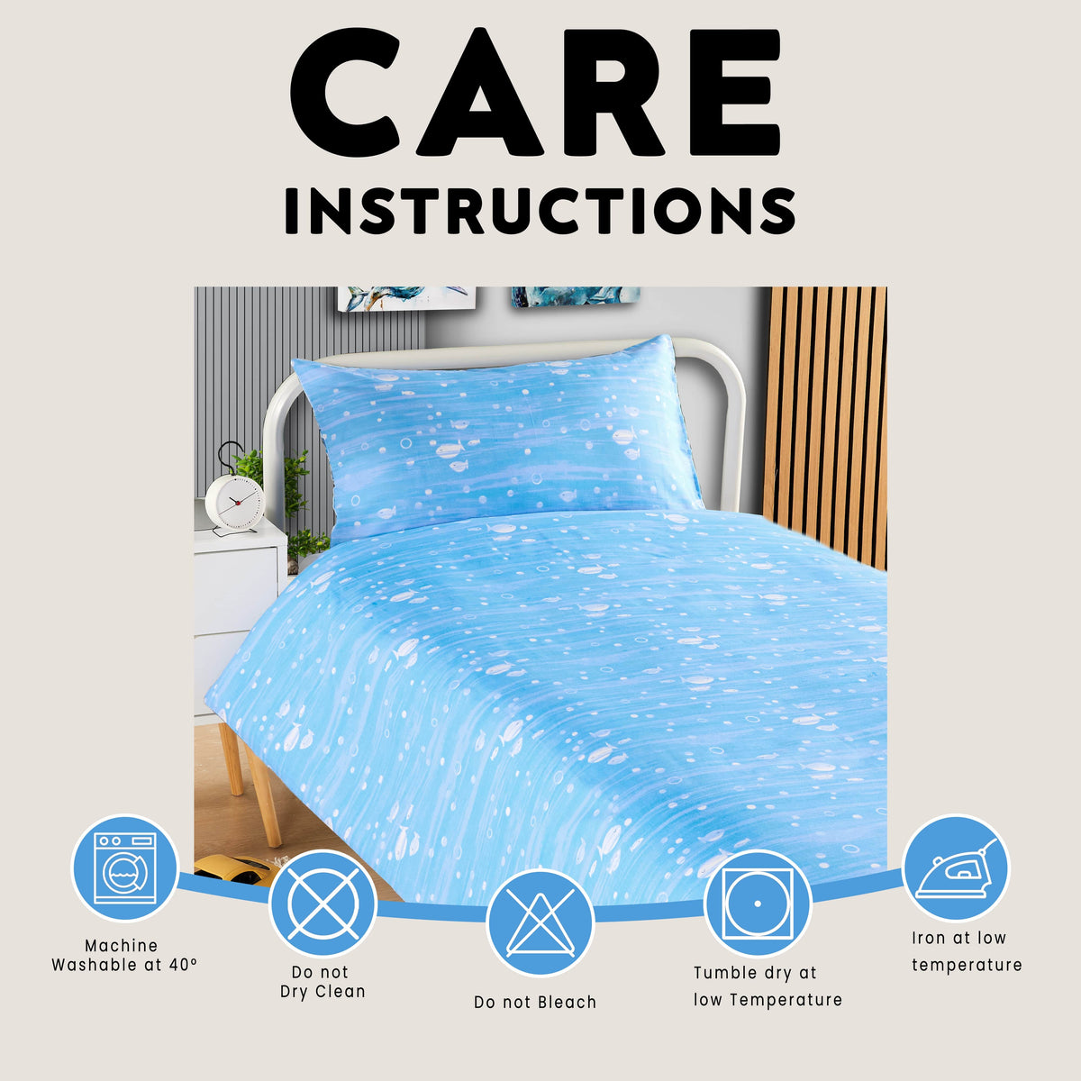 OLIVIA ROCCO Duvet Cover Set For Kids For Boys And Girls Sharks And Whales Reversible – product image 9 of 9