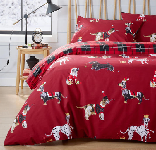 OLIVIA ROCCO Reversible Christmas Dogs Pattern Duvet Cover Set Cotton Rich OEKO TEX – product image 2 of 4