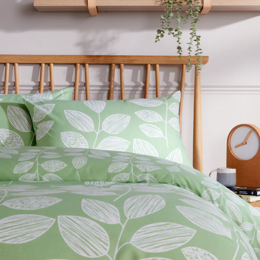 OLIVIA ROCCO Leaf Print Reversible Cotton Rich Duvet Cover Set With Pillowcases Black Bedroom Refresh Easy-Care Comfort – product image 2 of 7
