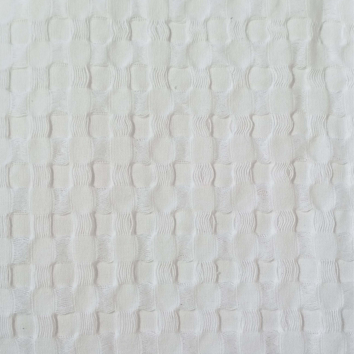 OLIVIA ROCCO Florian Checked Throw Blanket White 100% Cotton Bedspread For Sofa And Bed – product image 6 of 6