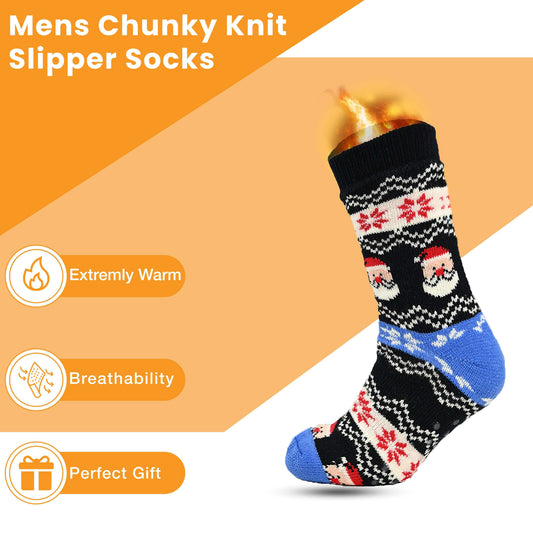 Sock Stack Pack Of 2 Men's Festive Chunky Knit Slipper Socks With Grips Non Slip Sole – product image 2 of 5