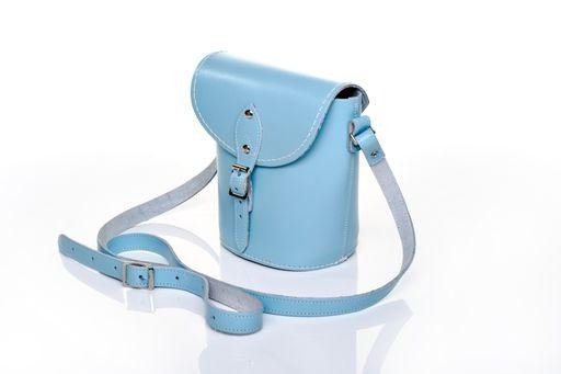 Handmade Leather Barrel Bag - Pastel Baby Blue – product image 2 of 4