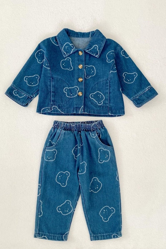 Baby Embroidered Bear Denim Two-Piece Set – product image 2 of 10