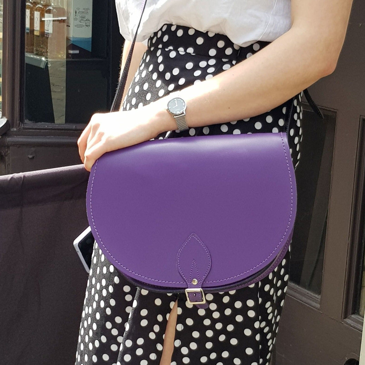 Handmade Leather Saddle Bag - Purple – product image 4 of 4
