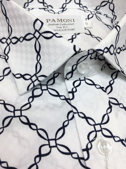 White Chain Pattern Slim Fit Shirt – product image 2 of 2