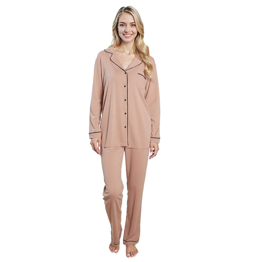 Daisy Dreamer Womens Natural Pyjama Set Soft Touch Fabric Long Sleeve Top Easy Care – product image 2 of 7