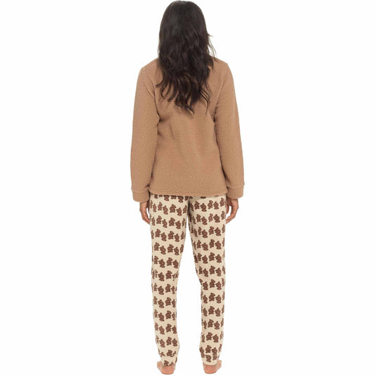 Daisy Dreamer Women's Teddy Bear Fleece Pyjama Set Long Sleeve Top Patterned Elastic – product image 2 of 3