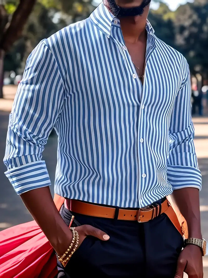 Men's Striped Long-Sleeve Casual Shirt – product image 10