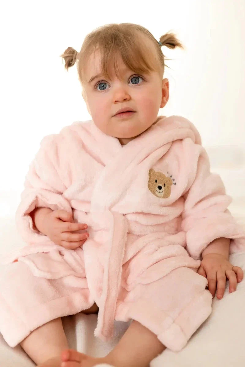 COZY Bear Hooded Dressing Gown Bear Ears - Pink – product image 9 of 10