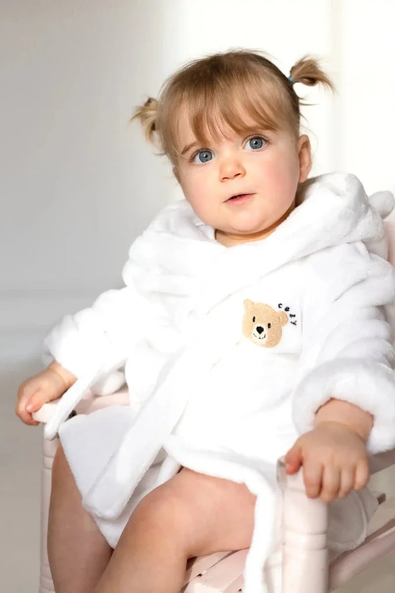 COZY Bear Hooded Dressing Gown Bear Ears - White – product image 5 of 10