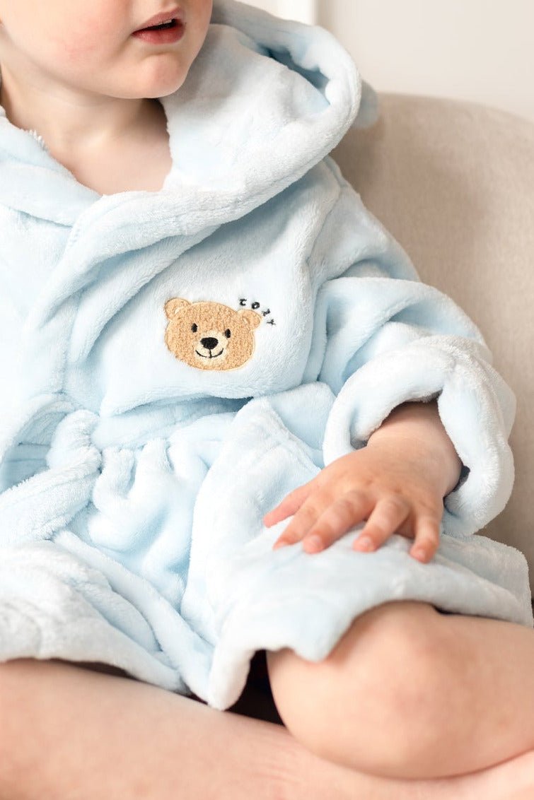 COZY Bear Hooded Dressing Gown Bear Ears - Blue – product image 5 of 10