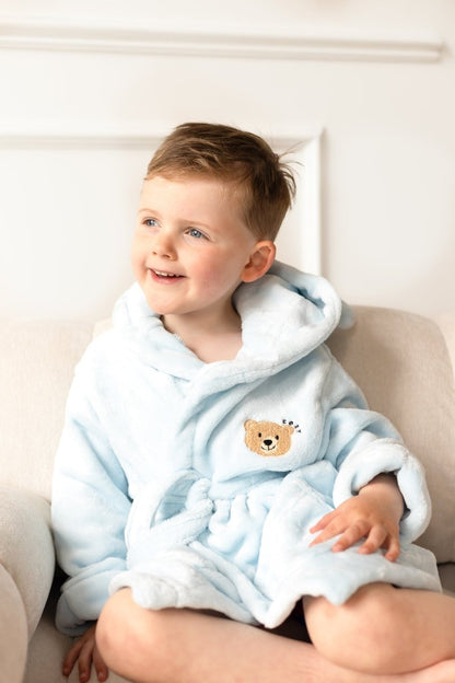 COZY Bear Hooded Dressing Gown Bear Ears - Blue – product image 3 of 10