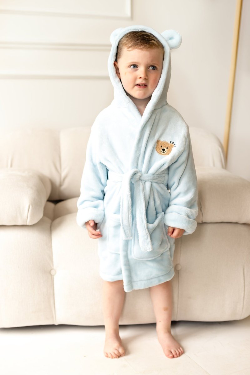COZY Bear Hooded Dressing Gown Bear Ears - Blue – product image 7 of 10
