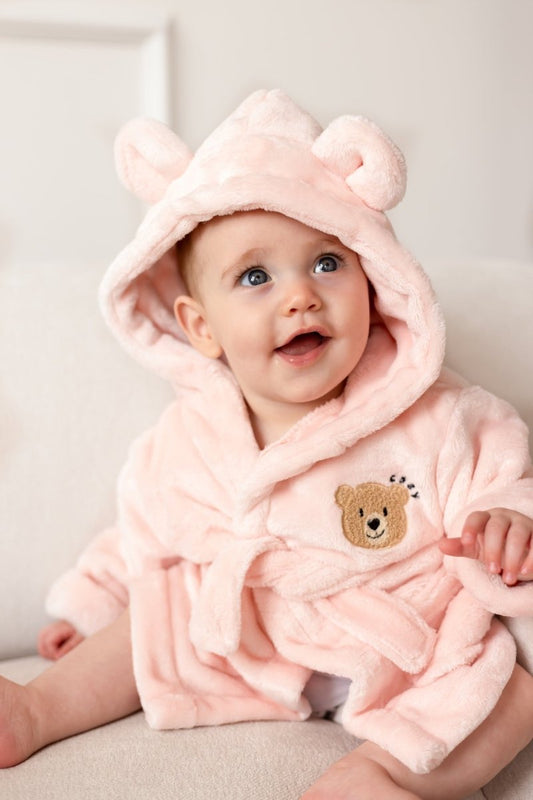 COZY Bear Hooded Dressing Gown Bear Ears - Pink – product image 2 of 10
