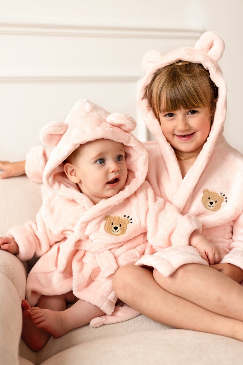 COZY Bear Hooded Dressing Gown Bear Ears - Pink – product image 5 of 10