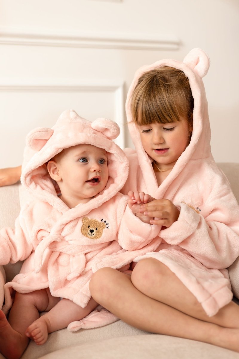 COZY Bear Hooded Dressing Gown Bear Ears - Pink – product image 8 of 10